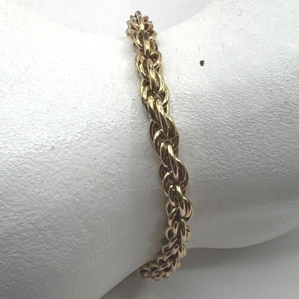 Rope Chain Bracelet Womens Gold Plated 7 1/2‎ inches